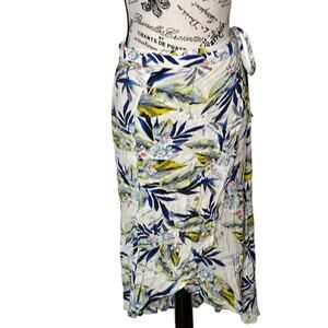 Lush Floral Wrap‎ Midi Skirt Large Beach Summer Resort Vacation GUC
